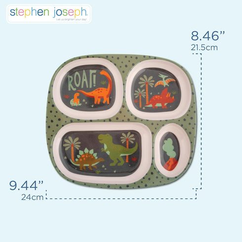 Set Stephen Joseph, Melamine Dinner Plate for Kids, Toddler Plastic Mealtime Divided Plates, Dinnerware Dishes