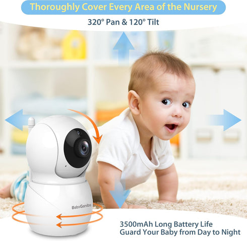 Baby Ganibs 4.3'' 1000ft 30-Hour 2-Way Baby Monitor with Camera and Audio, Video Baby Monitor with Long Range