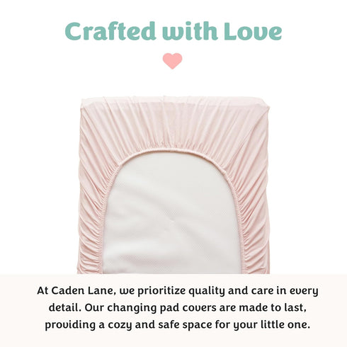 Caden Lane Changing Pad Cover, Ultra Soft & Breathable, Fits Standard Diaper Change Table Mats, Pale Pink