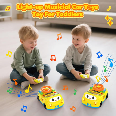 1-3 1 2 3(Yellow) Toddler Toys for Ages Boy - Remote Control RC Push Car Racing Adventure Steering Wheel Driving