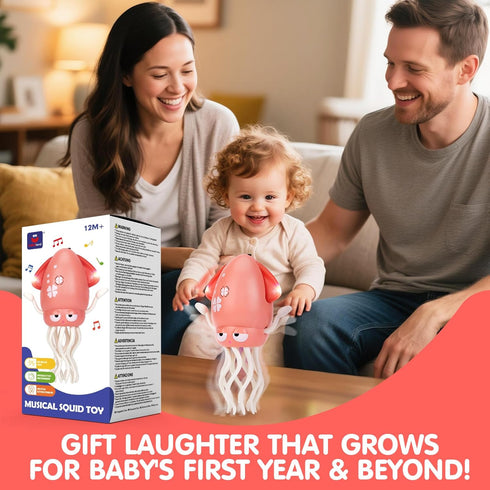 Tummy 1 hahaland Time Toys, Dancing Squid Toy Musical Moving Crawling Baby Toys Developmental Funny Gifts for Babies