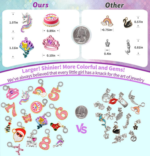 Charm Bracelet Making Kit & Unicorn/Mermaid Girl Toy - Ideal Crafts for Ages 8-12 Girls to Inspire Imagination