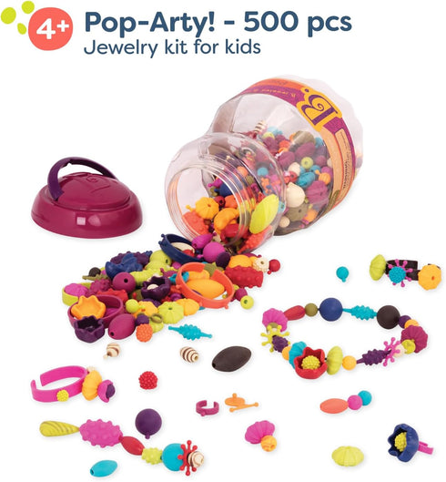 B. toys – Pop Arty! 500 Pcs Jewelry Making Kit – Creative Pop Snap Bead Set for Kids – DIY Craft Necklaces, Rings,
