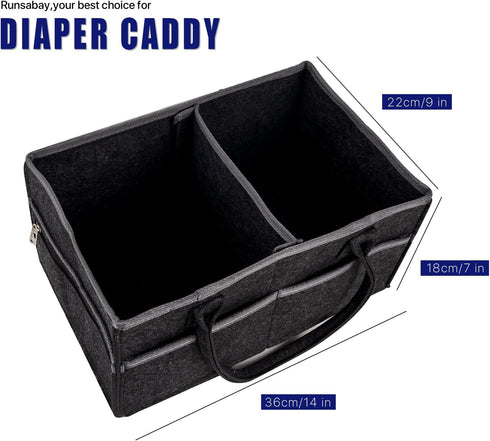Baby Co. Diaper Caddy - Black, 36 x 22 x 18cm, Car Organizer for Diapers and Wipes, Gift for Newborns