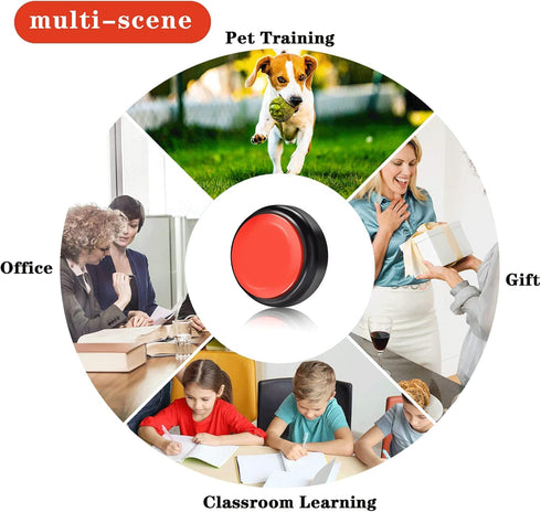 Recordable Button for Dogs, Talking Button with 30 Second Recording, Sound Effect Button Game Buzzer (Red)