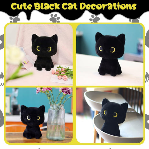 Cute Black Cat Plush Toy - Kawaii Black Cat Stuffed Animals - Creative Soft Stuffed Cat Plush Toys for Kids Boys Girls