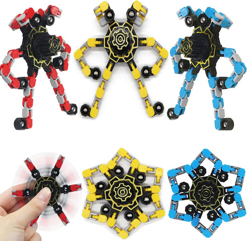 DUOBAOJIA 6 PCS Fidget Spinners, Deformable Robot Fingertip Toy, Transformable Fidget Spinners for