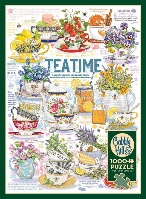 Cobble Hill 1000 Piece Puzzle - Tea Time - Includes Sample Poster