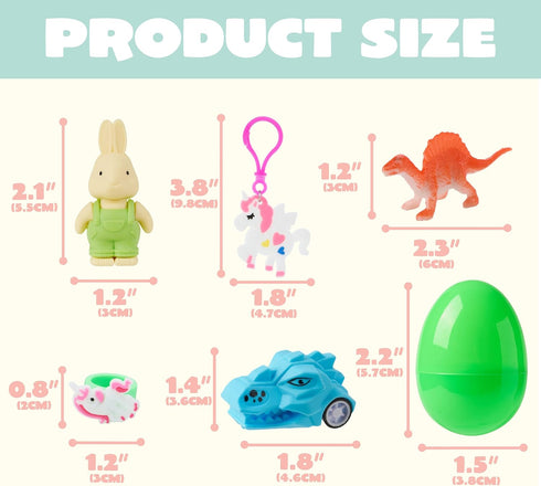 100 JOYIN Pcs Prefilled Easter Eggs with Toys Plus Stickers, Filled with Toys Party Favors for Kids Boys Girls Easter