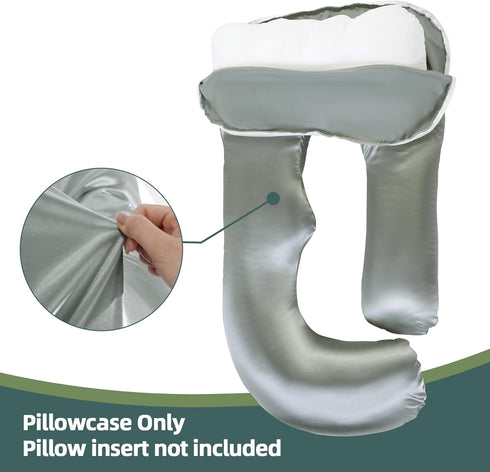 BALAPET Silky Satin Pregnancy Pillow Cover (ONLY Pillowcase), U Shaped Smooth Maternity Pillow Cover with Hidden Zip