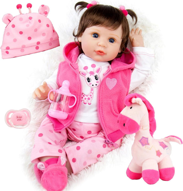 Aori 22 inch Lifelike Reborn Baby Doll with Feeding Toy Accessories Gift Set