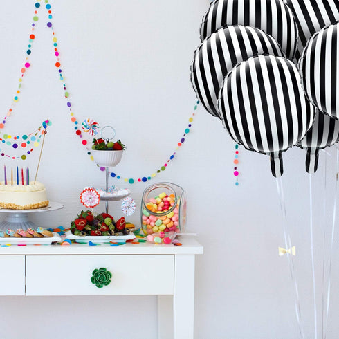 Gejoy 24 Pieces 18 Inch Black and White Striped Balloons, Foil Balloons for Halloween Birthday Decoration