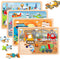 Puzzles for Kids Ages 4-6 - 4 Pack Wooden Jigsaw Puzzles, 24 Pieces Car Puzzle Set for Boys and Girls