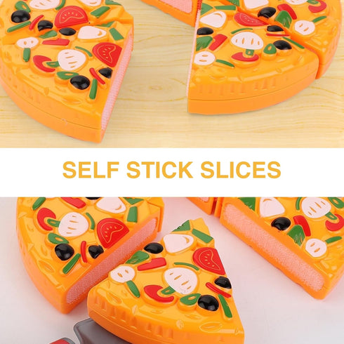 15-Piece Pizza Party Play Set for Kids - Realistic Pretend Play Food Kit for Slice and Serve Kitchen Cooking