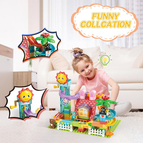 Ysityum 2 1 6 Set, (118PCS) Marble Run Building Blocks Toy - in Compatible Blocks Models with Marble Balls, Montessori