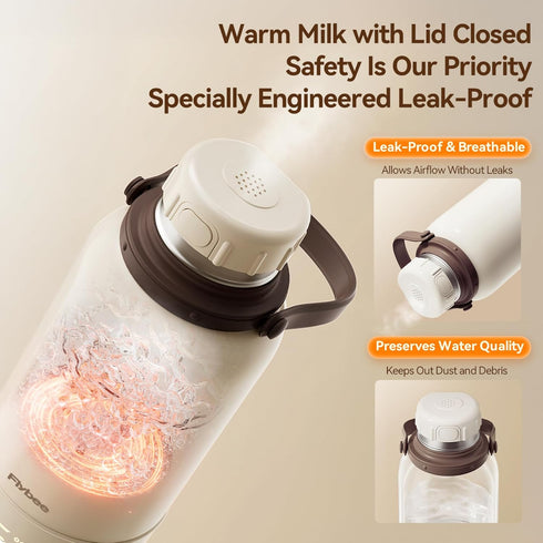 12000mAh 3Min 316L Portable Bottle Warmer - Long-Lasting, Fast Heating for Breastmilk/Formula/Water, Stainless Steel