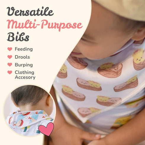 The Wee Bean 2pcs Set Organic Cotton Bandana Bibs, Baby Drool Bibs for Boys Girls Unisex, Teething