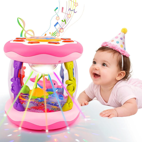 Baby Toys 0-6 Months, Newborn Aquarium Ocean Rotating Projector Music Light Up