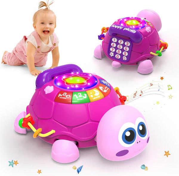 Hanayo Baby Musical Turtle Crawling Girl Toys for 6-18 MonthsInfant Early Learning