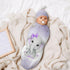 YallLocoMo Personalized Baby Swaddle Blanket for Boys Girls Watercolor Purple Cute Elephant Custom Name Receiving