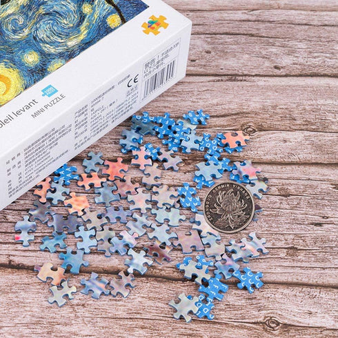 1000 Pieces Jigsaw Puzzles Adults The Smallest Size Starry Night Puzzles Difficult Famous Painting Thicker Paper Puzzle for Adult(Size 42.5X 30cm)