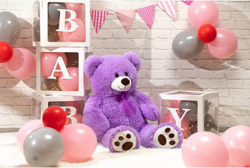 HollyHOME Teddy Bear Stuffed Animal Plush Giant 36 inch Purple Teddy Bears with Footprints