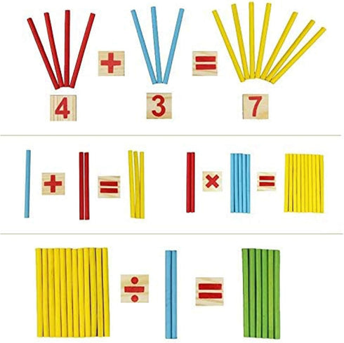 Counting Number Blocks and Sticks, Montessori Toys for Kids Learning, Educational Wooden Rods with Storage Tray
