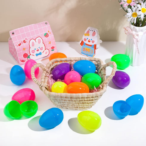 36 3.35" 6 JIALWEN PCS Fillable Plastic Easter Eggs Styles Bright Colors Empty Easter Eggs for Easter Basket Stuffers