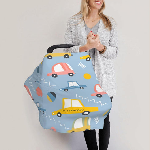 Schgap Cartoon Cars Car Seat Cover Canopy for Baby Nursing Cover Breastfeeding Baby Carrier Covers Carseat Canopy