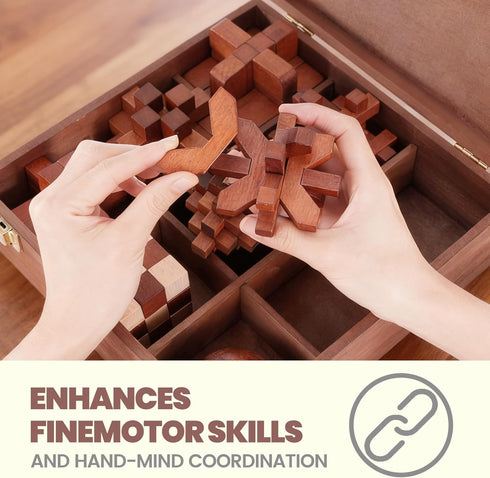 Mytothfy 3D Wooden Brain Teaser Puzzles for Adults - Brain Teaser Puzzles with Wooden Box Puzzle Game Toys for Adults