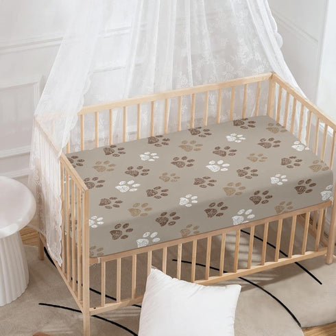 Streeyiu 52x28x8 Brown Dog Paws Baby Crib Sheets for Boys Girls Paw Fitted Crib Sheet for Standard Crib and Toddler