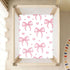 CZXW 52" 28" Pink Bows Hearts Crib Sheets Fitted x Natural Cotton Soft & Breathable for Baby Crib Mattress