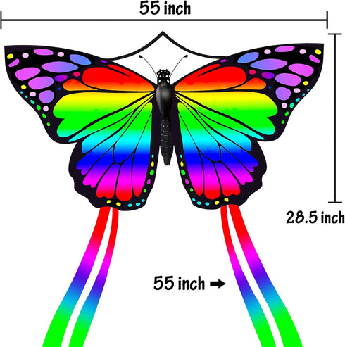JEKOSEN Huge Butterfly Kite for Kids and Adults, Easy to Fly with Tail for Beach Trip, Park Family Outdoor Games