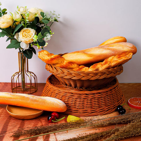 Yatinkim 5pcs Set Fake Bread Artificial French Bread for Display Faux Loaves Food Decoration Realistic Twist Baguette