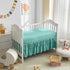 Set 3 Tufted Ruffle Crib Bedding Pieces Baby Girls Boys Boho Quilted Comforter with Fitted Sheet and Bed Skirt - Cute
