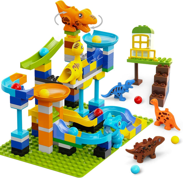 Unasas Marble Run Building Blocks for Kids Ages 3+ | 121-Piece Dinosaur STEM