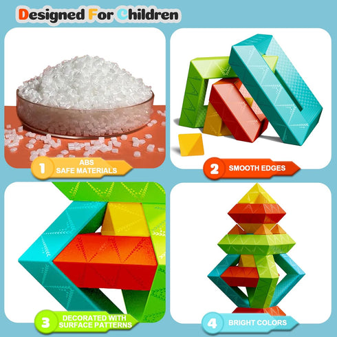 Montessori Toddler Toys for Ages 2-4, 60 PCS Stacking Building Blocks, Kids Sensory Toys for Preschool Learning