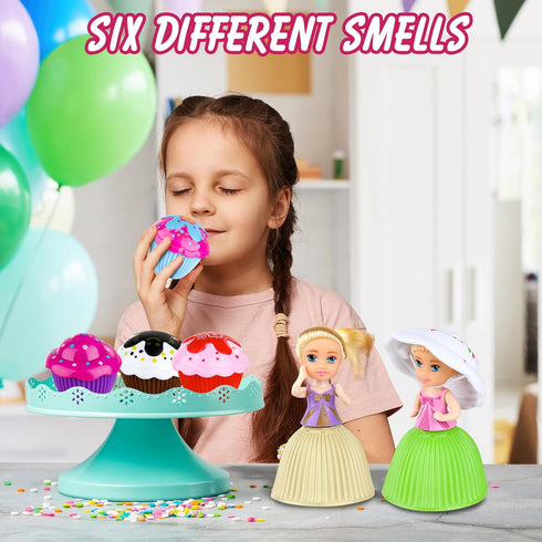 6PCS Mini Beautiful Cake Doll Toy, Surprise Transforming Scented Princess Dolls Gift Set for 3 Year Old Girls
