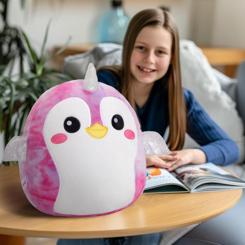 12" Penguin Plush Pillow, Cute Penguin Stuffed Animal Pillow for Kids, Soft Plush Toy Birthday Gift