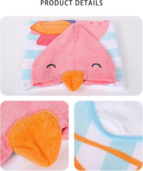 illikkuyax 0 6 25.59 47.24 inch Flamingo Hooded Baby Towels Kids Beach Towels Wrap Toddler Poncho for Age to Pool Swim