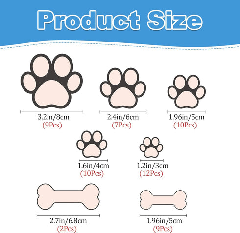 Glow in The Dark Dog Paw Print Stickers, Wall Decals for Pup Dog Room Decor, Removable Animal Footprint Decal (Blue)