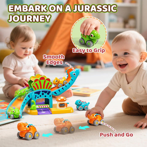1 4 12-18 Set, 1st 1-3 Lehoo Castle Toys for Year Old Boys, Dinosaur Slide with Mini Push Cars for Baby Months, Infant