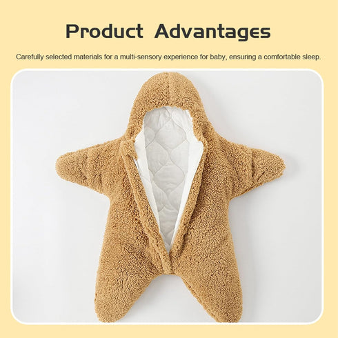 HEVOY Baby Starfish Onesie, Thick Imitation Fleece Starfish Newborn Sleeping Bag, Infant Footie Jumpsuit Winter Warm
