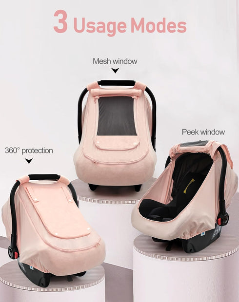 Summer/Spring,100% Baby Car Seat Cover for Organic Cotton Carseat Cover for Babies,Infant Car Seat Cover Canopy