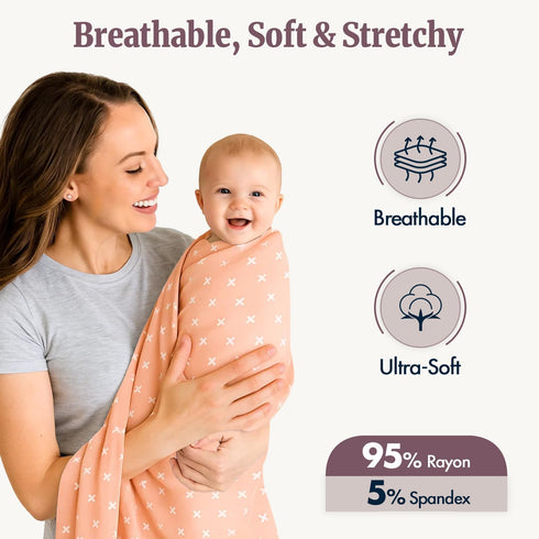 Bazzle Baby Swaddle Blankets for Newborns Soft, Breathable & Stretchy Baby Swaddle Blanket for Boys, Neutral Receiving