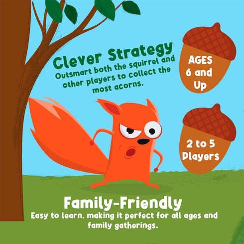 6+, University Games, Who Took My Nuts? Family Bluffing Game, Ages Trade Fruit, Outsmart Friends & Collect Acorns Fast