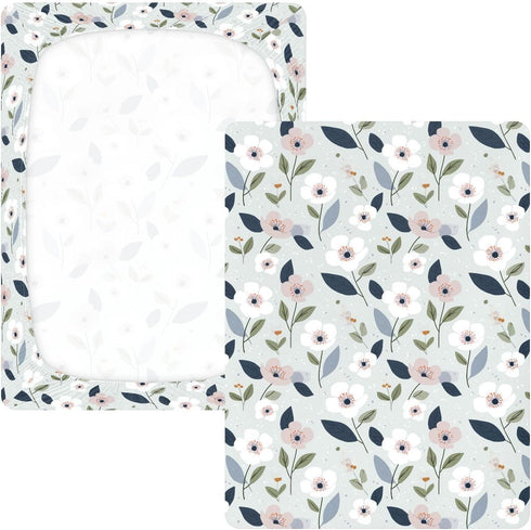 miaozhen 1 Pack 52x28 Cotton Crib Sheets for Baby Boys Girls Ultra Soft Cute Cartoon Rainforest Wildflower Crib