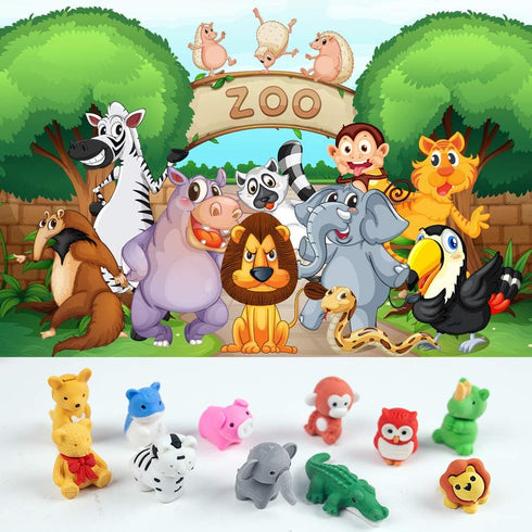3 otters 50PCS Animal Pencil Erasers, Cute Desk Pets for Kids Classroom, Party Favors for Back to School