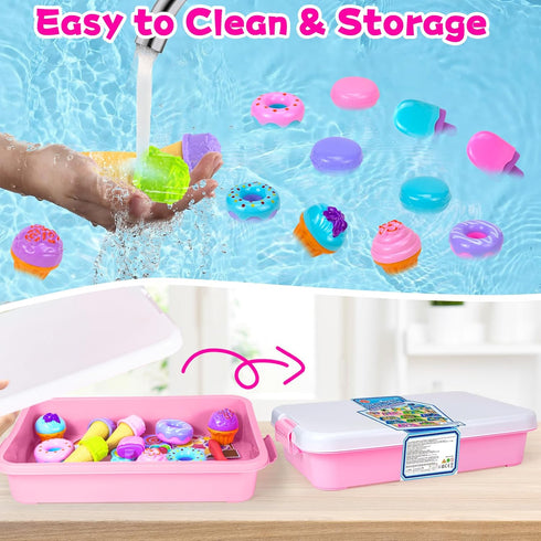 2.2lbs 3-8 Play Sand Kit for Girls, Ice Cream Sensory Bin Sandbox, Creative Bake Shop with Magic Sand, Ice Cream & Cake