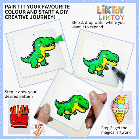 Liktoy 78pcs Set, 3D 4 5 6 7 8 9 10- Magic Foam Texture Painting Kit - Arts and Crafts for Kids, Puffy Magic Paint DIY